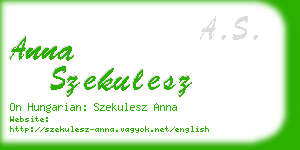 anna szekulesz business card
